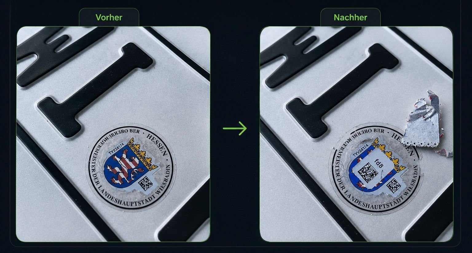 Kennzeichen mit Sicherheitscode