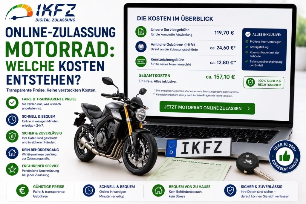 Motorrad online zulassen: Welche Kosten entstehen?