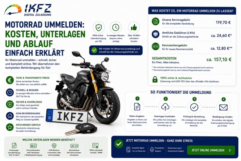 Motorrad ummelden: Kosten, Unterlagen und Ablauf einfach erklärt